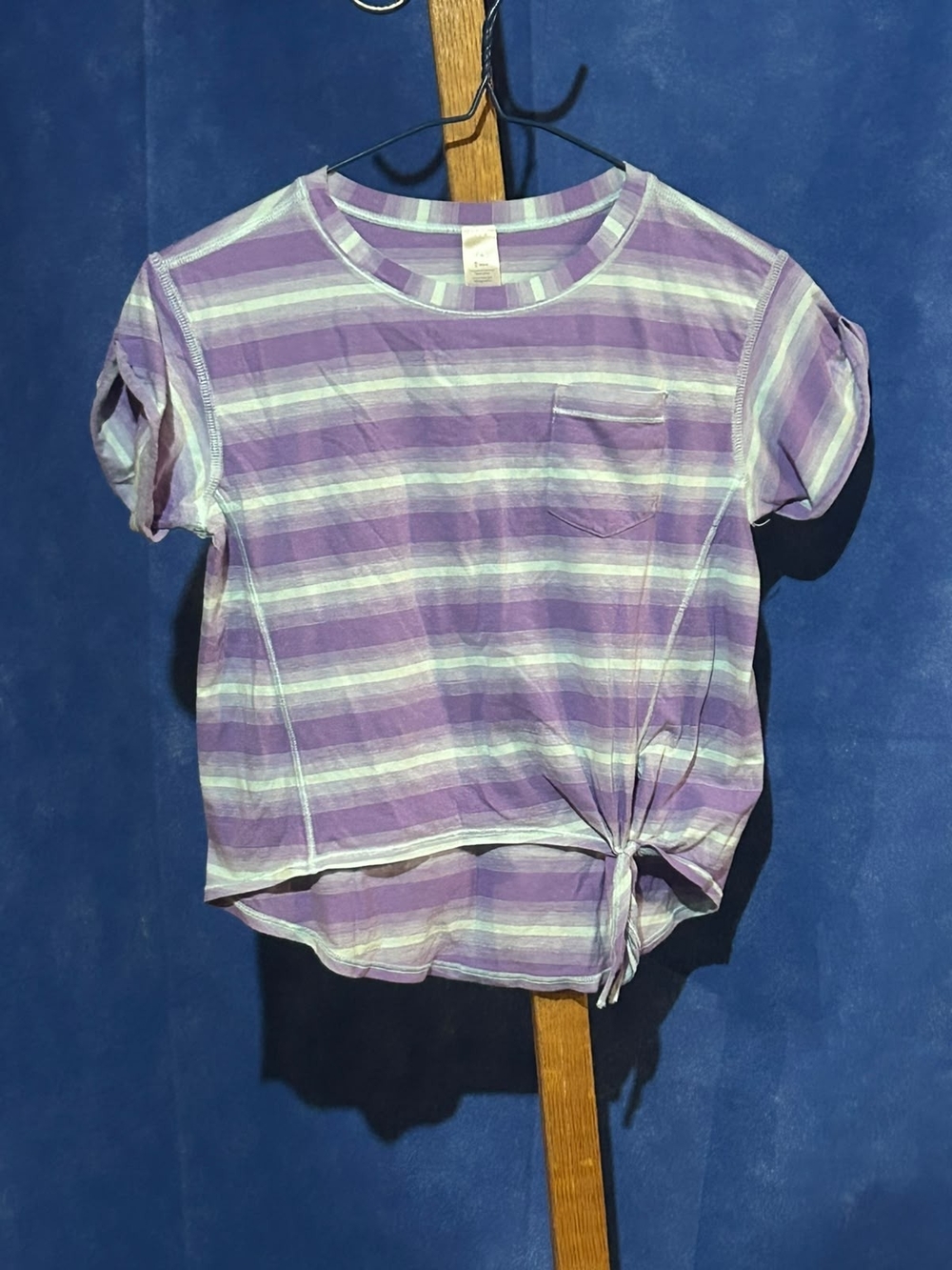 Ivivva Purple and White Striped Tie-Front Tee